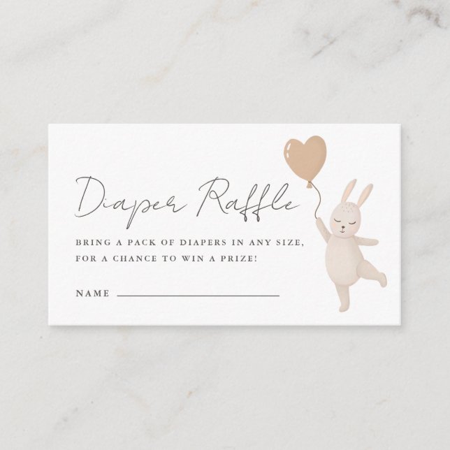 Carte D'accompagnement Déchets de Baby shower de lapin blanc doux Raffle (Devant)