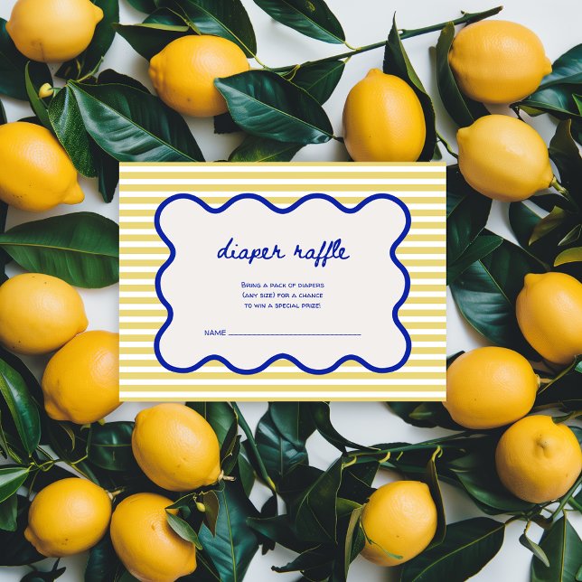 Carte D'accompagnement Déchets de caleçon main dessinés bleu et jaune ita (diaper raffle baby shower enclosure card italian ciao baby baby shower theme hand drawn aesthetic)