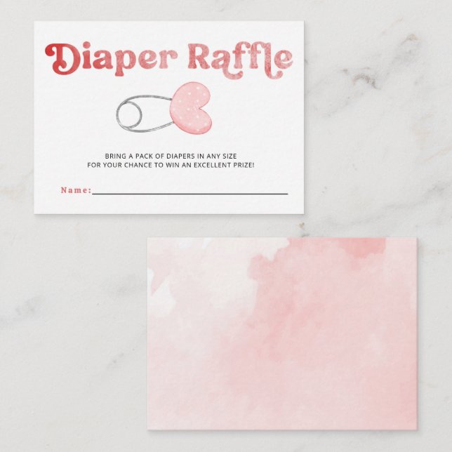 Carte D'accompagnement Déchets Pin Rose Fille Baby shower Déchets Raffle (Devant / Derrière)