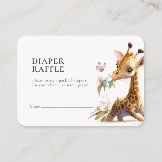 Carte D'accompagnement Déchets Raffle Billet Giraffe Girl Rose (Devant)