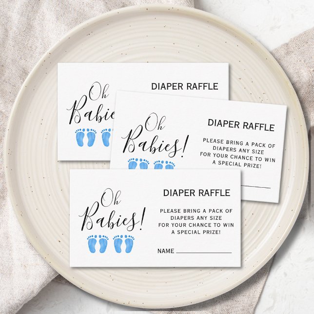Carte D'accompagnement Déchets Raffle Blue Feet Twin Boys Baby shower (Créateur téléchargé)