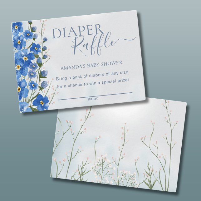 Carte D'accompagnement Déchets Raffle Garçon Blue Floral Douche (Créateur téléchargé)