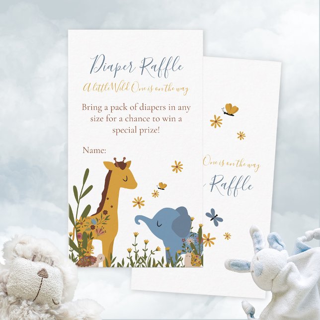 Carte D'accompagnement Déchets Raffle Little Wild Un mignon Baby shower (Diaper Raffle Little Wild One Cute Baby Shower Enclosure Card ©Susanne Sachers Sunny Mind Design 🌞)