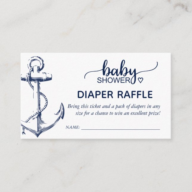 Carte D'accompagnement Déchets Raffle Nautique Ancre Bleu Marine (Devant)