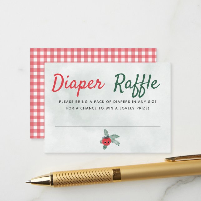 Carte D'accompagnement Déchets Raffle Rustique Petit Baby shower Tomate (Devant/Arrière en situation)