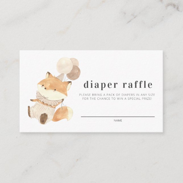Carte D'accompagnement Déchets Raffle Simple Modern Fox Baby shower (Devant)