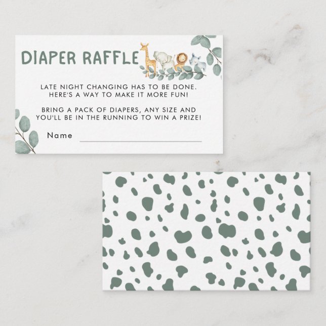 Carte D'accompagnement Déchets Raffle Wild One Zoo Animaux Baby shower (Devant / Derrière)
