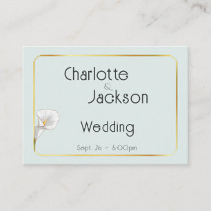 Carte D'accompagnement Déco Doré Cadre Vintage Lys Mariage Sauge