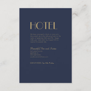 Carte D'accompagnement Déco type or   Dark Navy Mariage Hotel