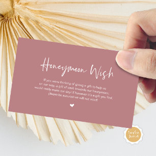 Carte D'accompagnement Décontracté Elegance Mariage Honeymoon Wish