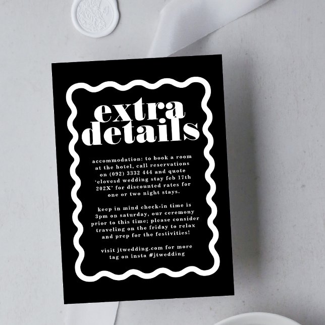 Carte D'accompagnement Décor moderne Gras Verre Blanc Noir Détails (Créateur téléchargé)