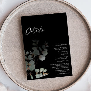 Carte D'accompagnement Décor vert moderne noir Détails du Mariage
