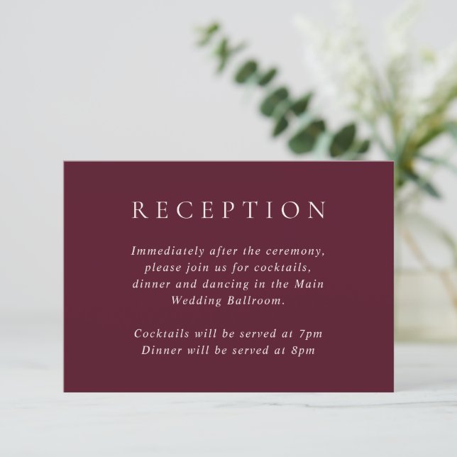 Carte D'accompagnement Deep Burgundy Elegant Classic Wedding (Debout devant)