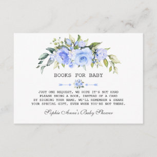 Carte D'accompagnement Délicat Baby shower floral bleu aquarelle