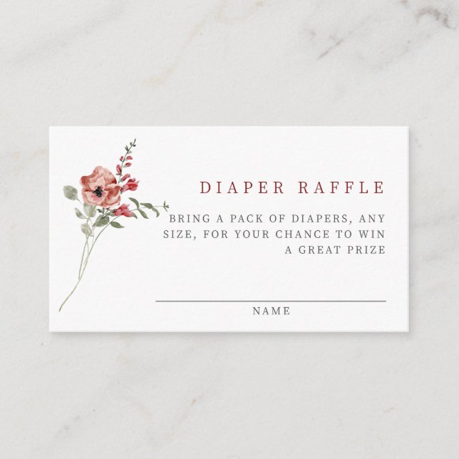 Carte D'accompagnement Délicat Chute Baby shower Floral Déchets Raffle (Devant)