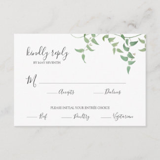 Carte D'accompagnement Délicat Mariage botanique Vintage verdure RSVP