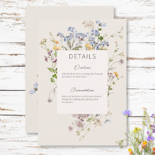 Carte D'accompagnement Delicate Boho Fleurs sauvages Cream Détails Mariag