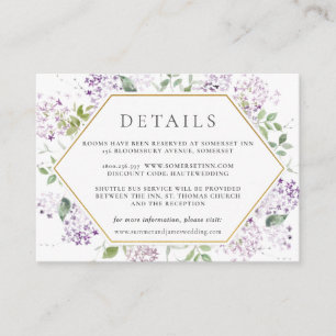 Carte D'accompagnement Delicate Lilac Floral Greenery Détails du Mariage