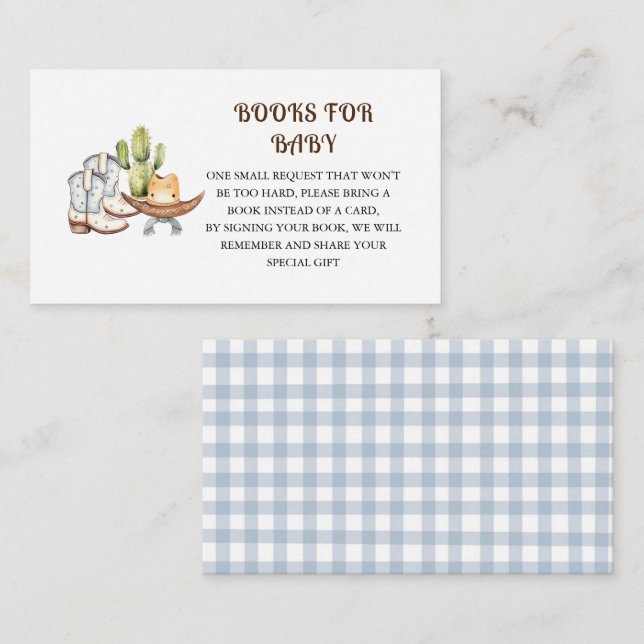 Carte D'accompagnement Demande de Baby shower à thème Cowboy (Devant / Derrière)