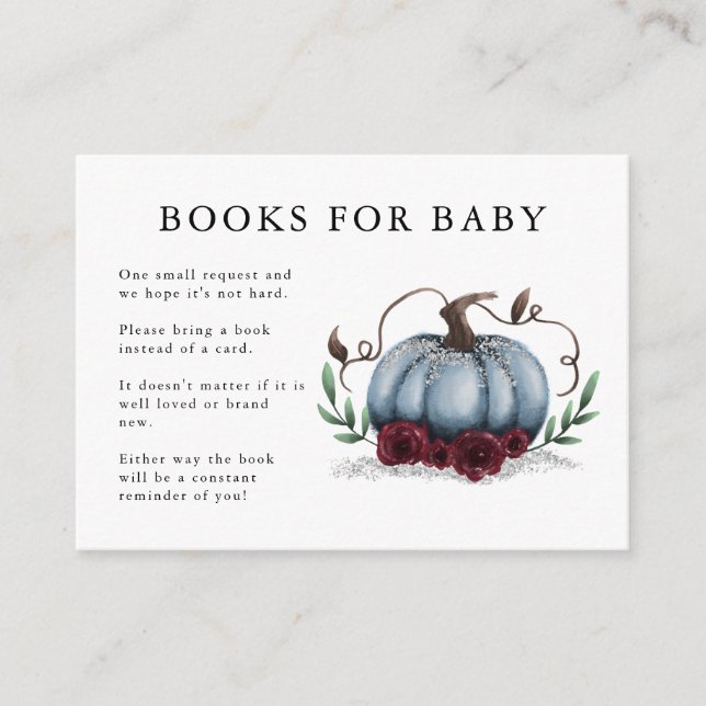 Carte D'accompagnement Demande de Baby shower Citrouille en argent bleu (Devant)