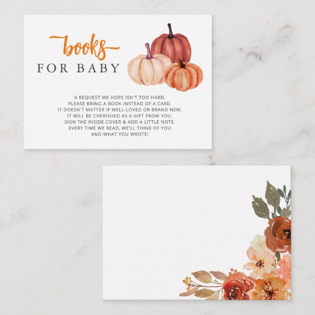Carte D'accompagnement Demande de Baby shower citrouille neutre pour les  (Devant / Derrière)