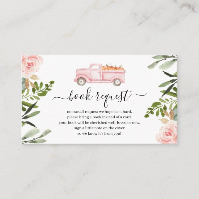 Carte D'accompagnement Demande de Baby shower de camion Citrouille rose I (Devant)