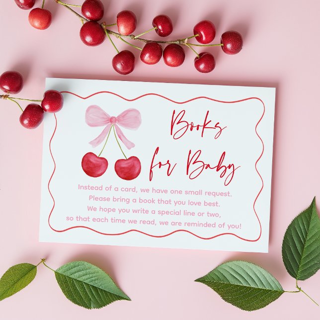 Carte D'accompagnement Demande de Baby shower de cerisier rose Bow (Créateur téléchargé)