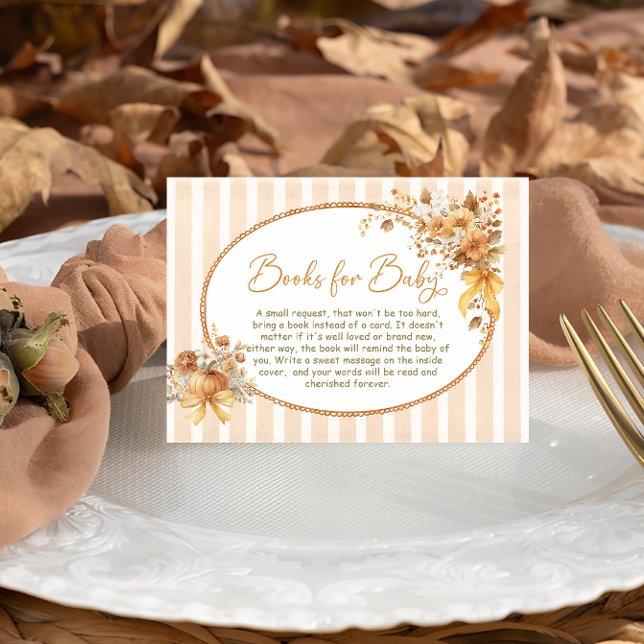 Carte D'accompagnement Demande de Baby shower de Citrouille Floral Automn (Créateur téléchargé)