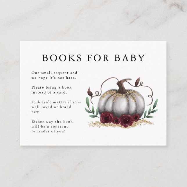 Carte D'accompagnement Demande de Baby shower de  Citrouille Gold Blanc (Devant)