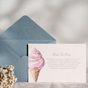 Carte D'accompagnement Demande de Baby shower de crème glacée rose mignon