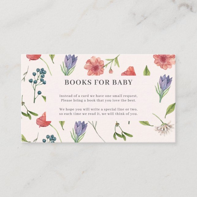 Carte D'accompagnement Demande de Baby shower de fleur sauvage (Devant)