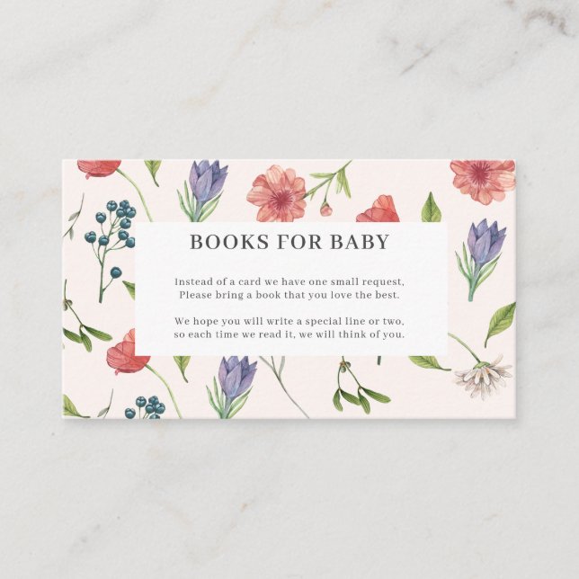 Carte D'accompagnement Demande de Baby shower de fleur sauvage (Devant)