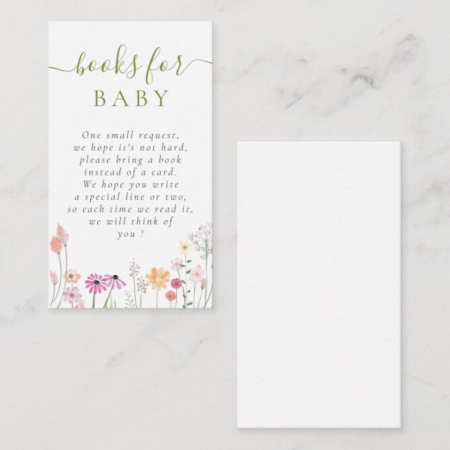 Carte D'accompagnement Demande de Baby shower de Fleur sauvage aquarelle (Devant / Derrière)