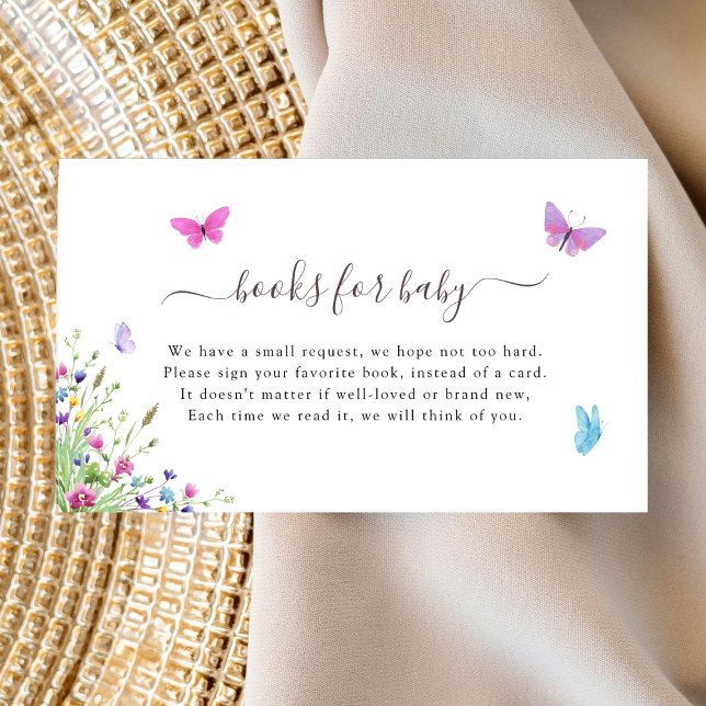 Carte D'accompagnement Demande de Baby shower de Fleur sauvage papillon (Créateur téléchargé)