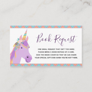 Carte D'accompagnement Demande de Baby shower de la licorne violet magiqu