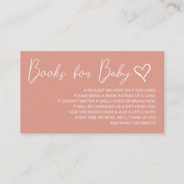 Carte D'accompagnement Demande de Baby shower de livres pour filles roses (Devant)