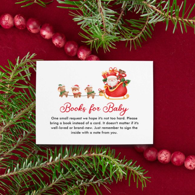 Carte D'accompagnement Demande de Baby shower de Noël père Noël (Christmas Santa Baby Books for Baby Card)