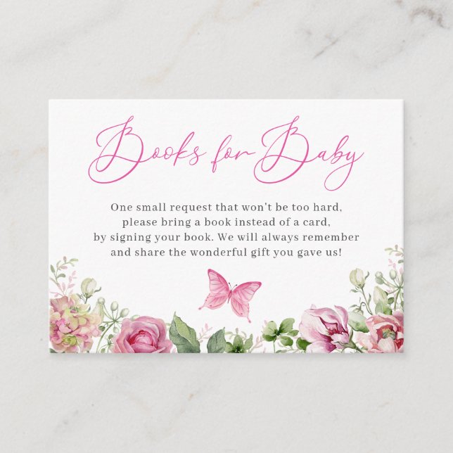 Carte D'accompagnement Demande de Baby shower de papillon de fleurs (Devant)