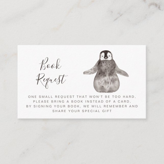 Carte D'accompagnement Demande de Baby shower de Pingouin pour bébé migno (Devant)