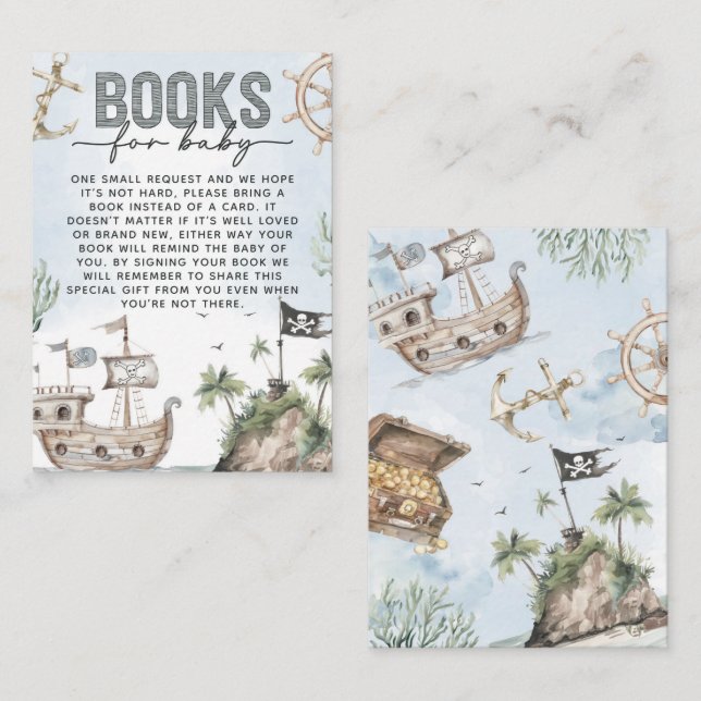 Carte D'accompagnement Demande de Baby shower de pirate nautique (Devant / Derrière)