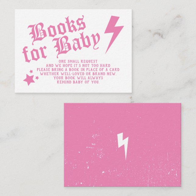 Carte D'accompagnement Demande de Baby shower de rouleaux Roche N Rose (Devant / Derrière)
