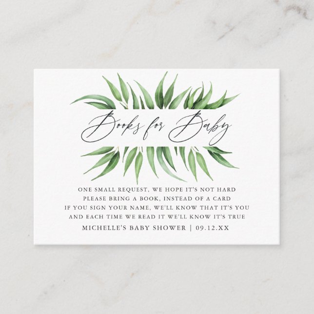 Carte D'accompagnement Demande de Baby shower de verdure (Devant)