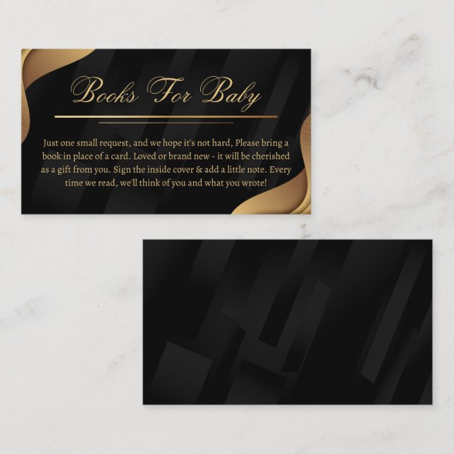 Carte D'accompagnement Demande de Baby shower Elegant Black & Gold (Devant / Derrière)