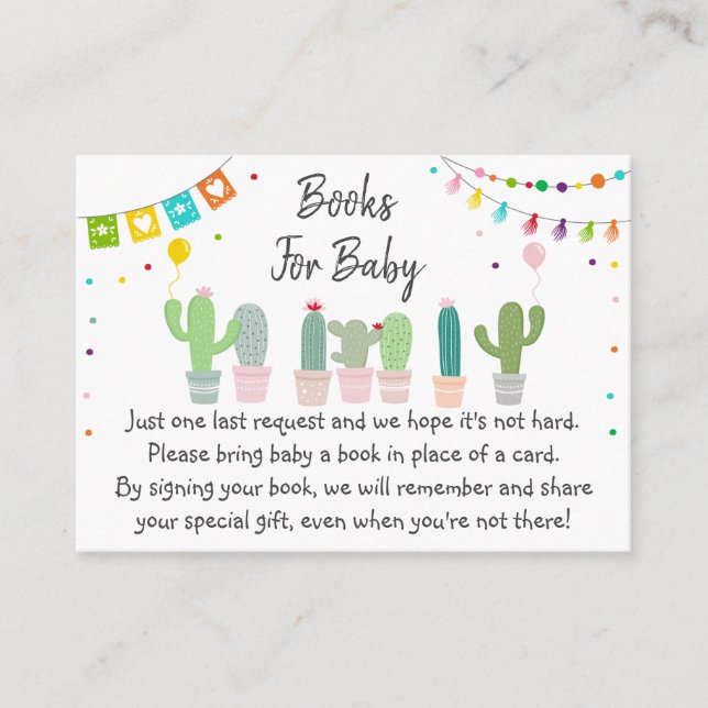 Carte D'accompagnement Demande de Baby shower Fiesta Cactus (Devant)