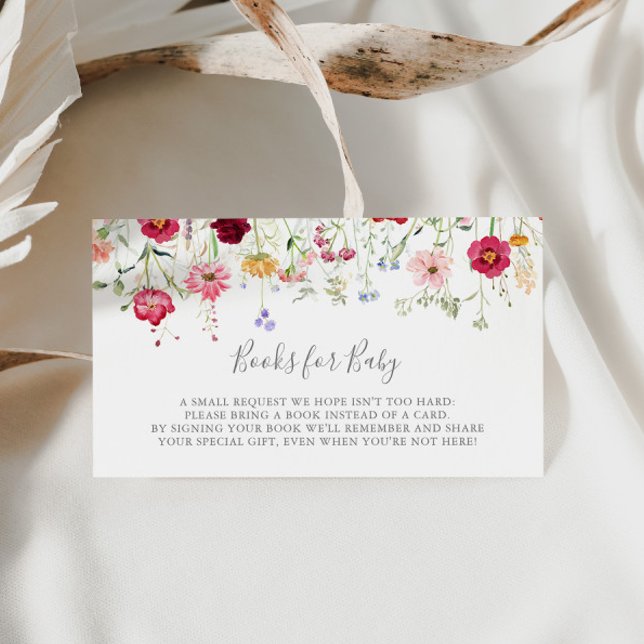 Carte D'accompagnement Demande de Baby shower Fleur sauvage simple (Créateur téléchargé)