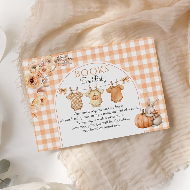 Carte D'accompagnement Demande de Baby shower Floral Petit Citrouille (Créateur téléchargé)