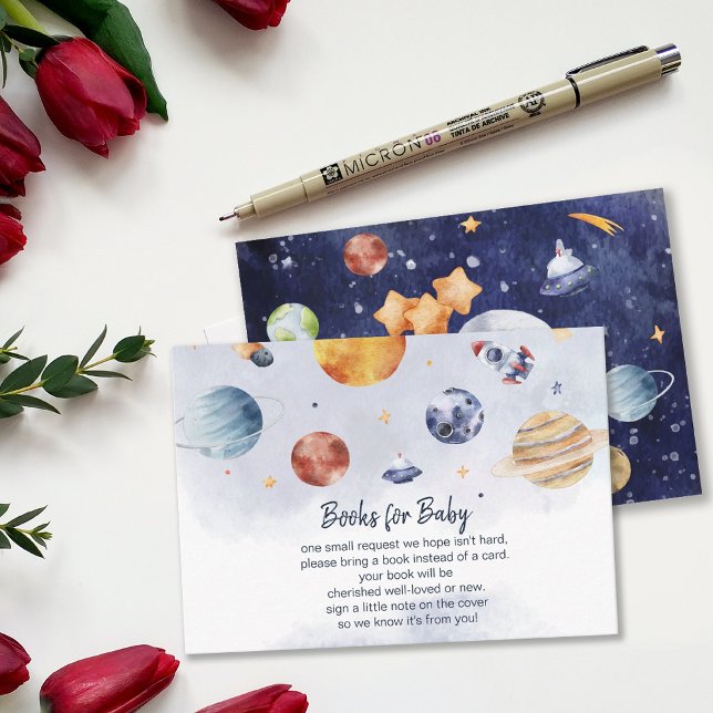 Carte D'accompagnement Demande de Baby shower Galaxy Planet (Galaxy Planet Baby Shower Book Request Enclosure Card)