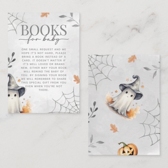 Carte D'accompagnement Demande de Baby shower Halloween Ghost (Devant / Derrière)
