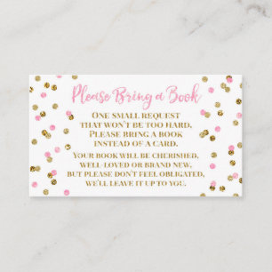 Carte D'accompagnement Demande de baby shower Livre Pink Gold Confetti