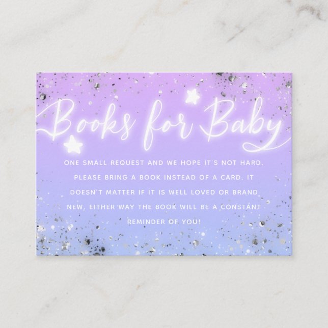 Carte D'accompagnement Demande de Baby shower Twinkle Star Purple (Devant)